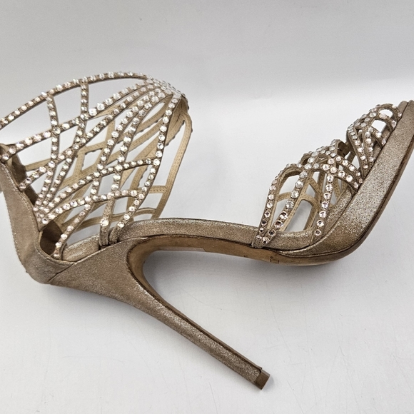 Jimmy Choo Diva Crystal Heel Shimmer Suede Box Dust Bag , Size 37 - Picture 8 of 10